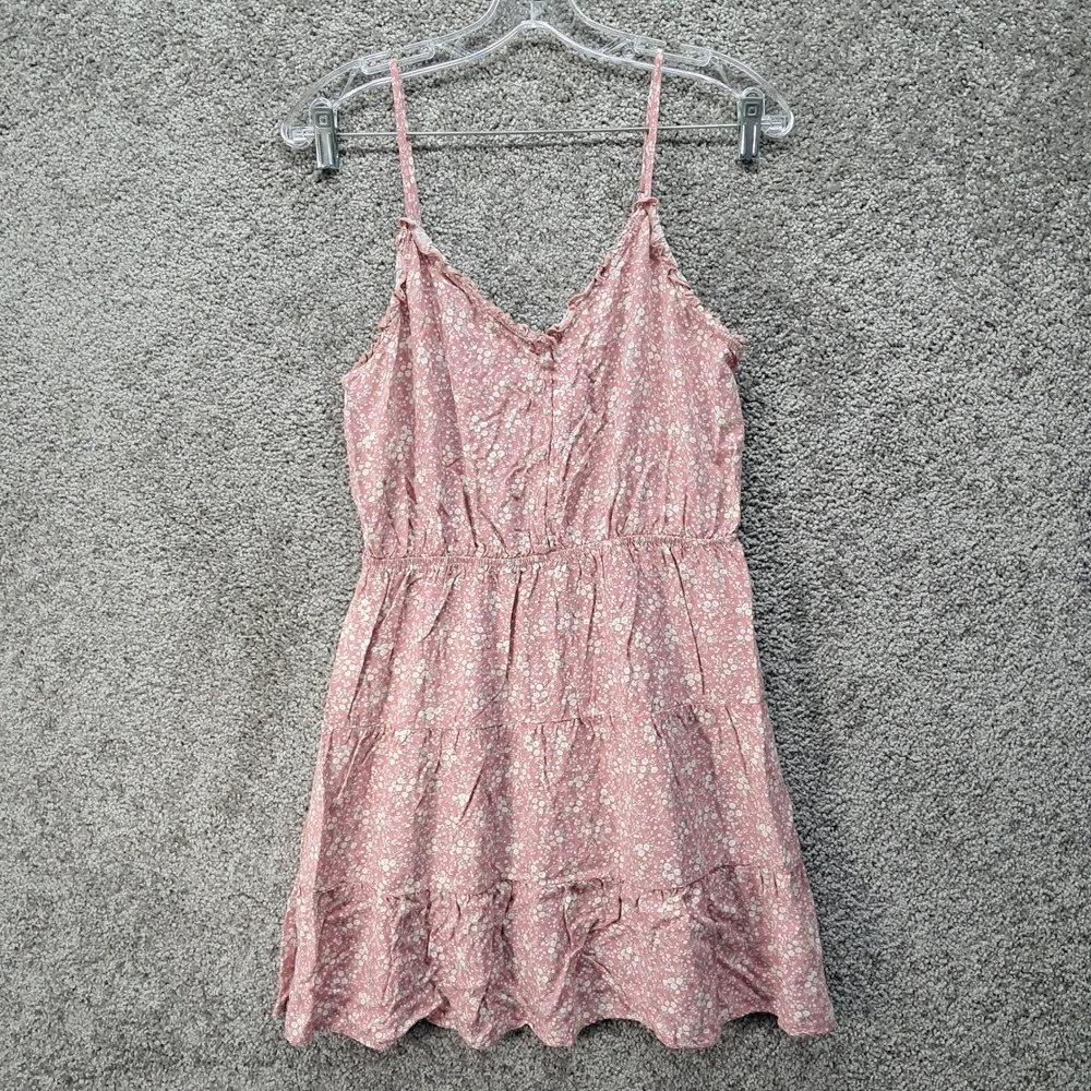 Mimi Chica Womens Pink Floral Tiered Mini Dress Smocked Back 102267A11 Size L